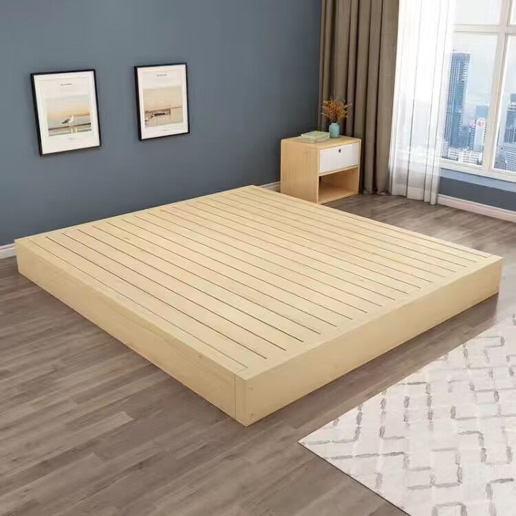 Tatami de madera sólida para proteger la cintura de 1 metro cama de hotel sin respaldo 1.2 estilo japonés moderno y simple 1.5 marco de cama