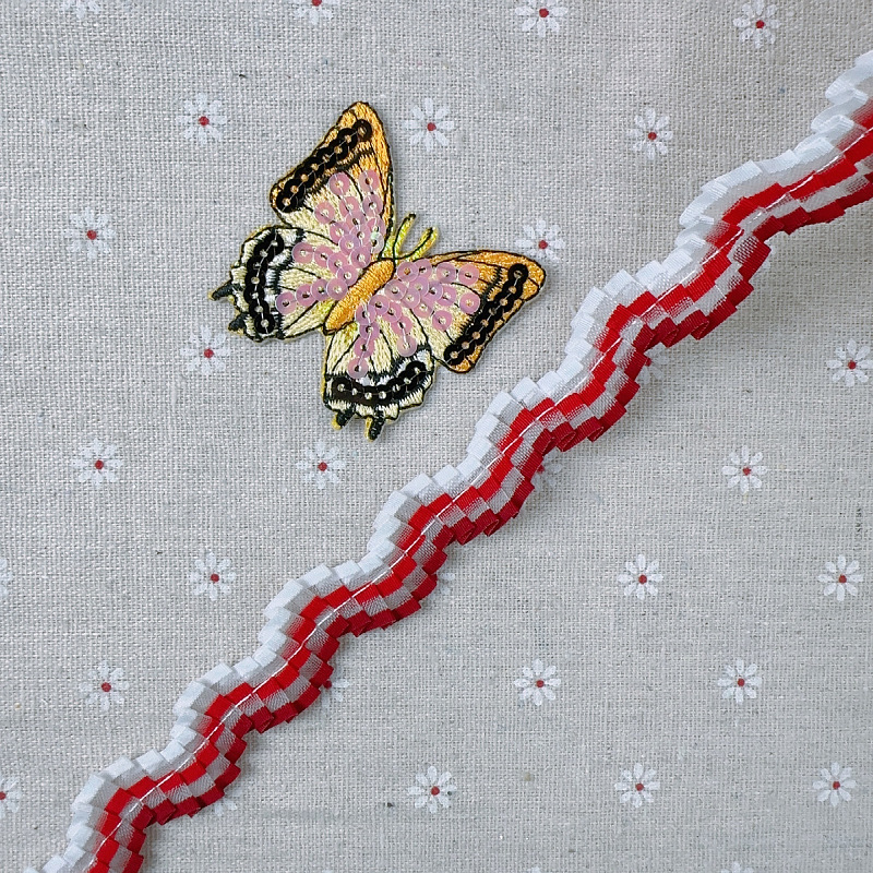 Moda doblada ondulada encaje en forma de S color encaje plisado ropa zapatos, sombreros, bolsos, ropa de bebé y otros accesorios de bricolaje