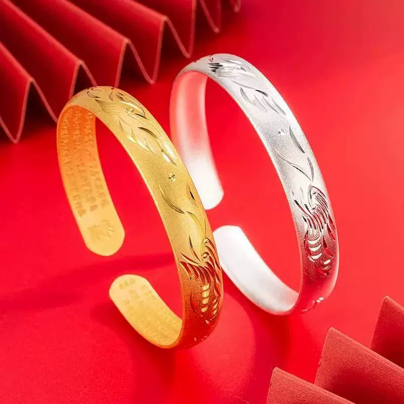 Популярный браслет «Золотой дракон и Феникс, играющий с жемчугом» Модный открытый браслет «Летающий дракон и Феникс, играющий с жемчугом» Свадебный браслет Прямые продажи