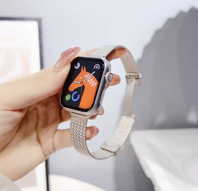 Ремешок для Apple Watch 9, металл из нержавеющей стали, тонкий женский