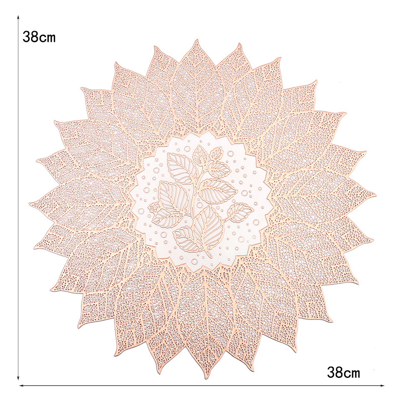 Amazon redondo PVC almohadilla creativa hojas grandes almohadilla de aislamiento térmico de alto nivel de comida occidental almohadilla de aislamiento térmico restaurante de lujo ligero