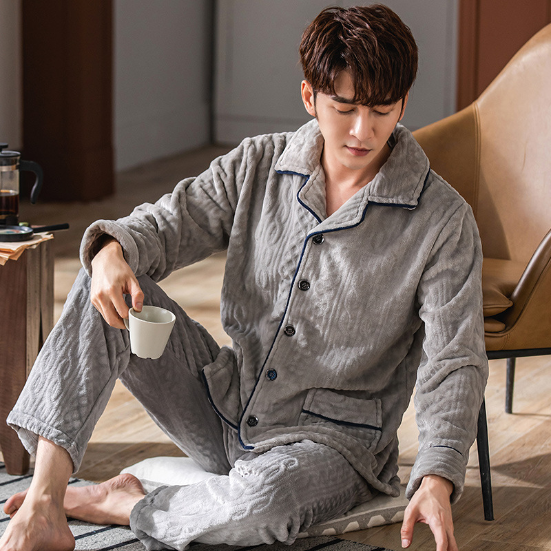 Pijama de hombre otoño 2024 nuevo hombre otoño invierno de alta sensación de coral felpa hombre felpa gruesa ropa para el hogar