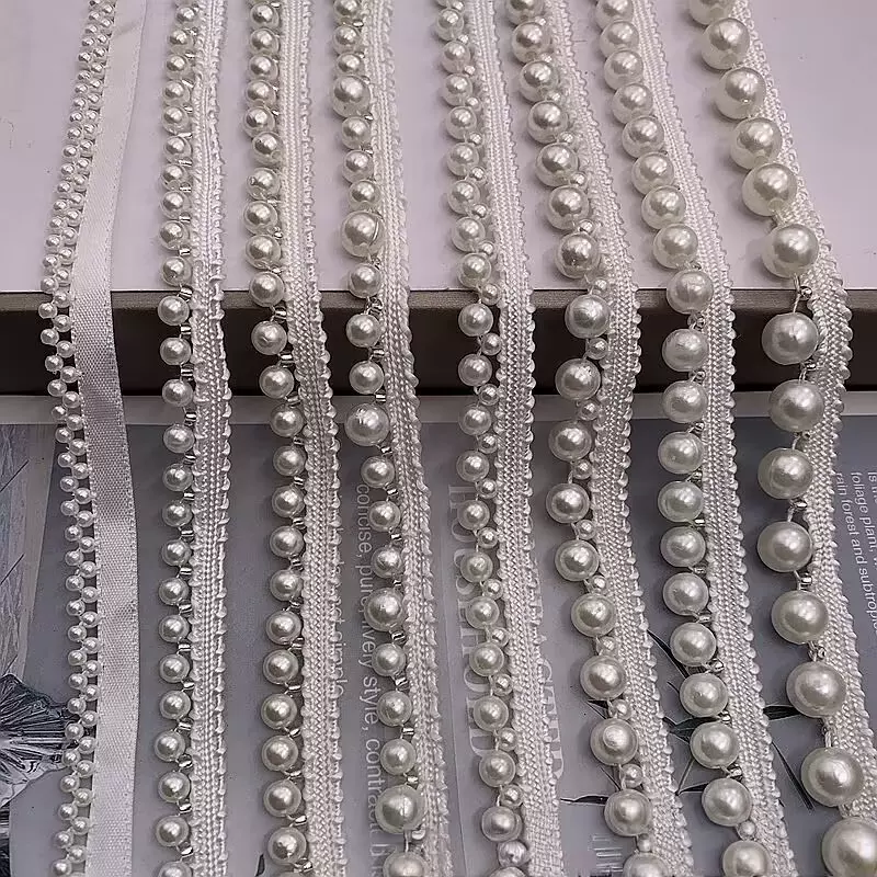 现货批发 手工钉珠花边 珍珠花边服装衣领箱包装饰条码 DIY辅料