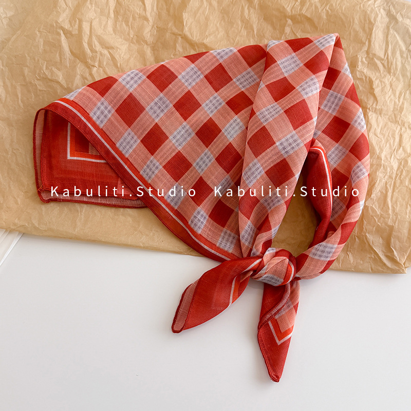 Tianzi 그리드 58 모조 린넨-오렌지