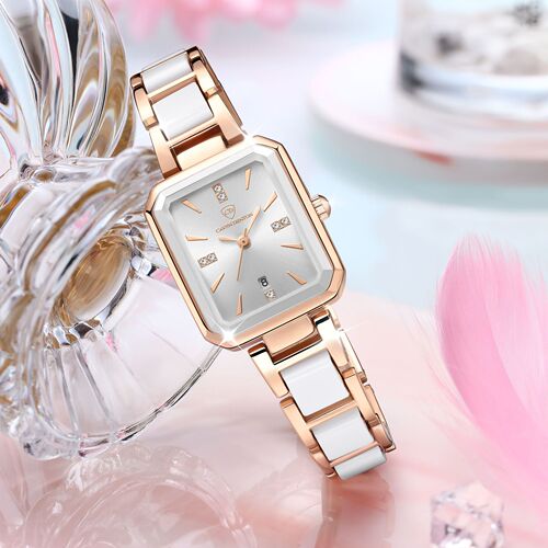 New cross-border watches women's calendar light luxury diamond square watches waterproof quartz women's watches wholesale