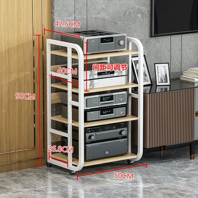 Electric car big tripod – Speaker Audio Foot Shelf - 4-layer-b-white-rack-light-walnut-board