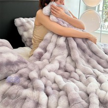 oxs轻奢A类托斯卡纳兔毛短绒休闲盖毯沙发毯毛毯柔软保暖绒毯卧室