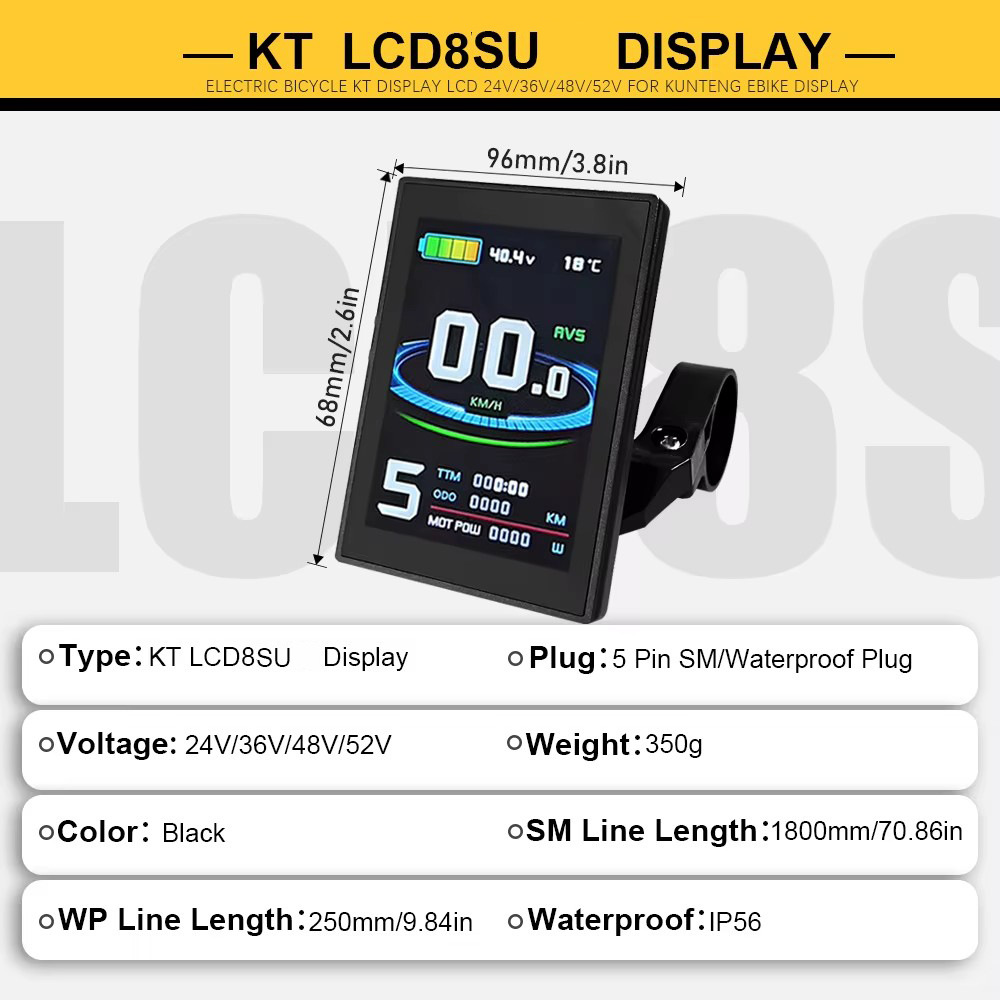 Bicycle lithium battery modification accessories Quantum LCD8SU new color screen instrument SM connector with USB interface