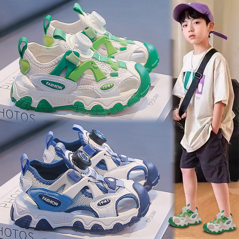 Boys' Sandals 2026 New Summer Soft-Soled Non-Slip Children's Closed-Toe Beach Shoes Boys' Stylish Sandals for Older Kids