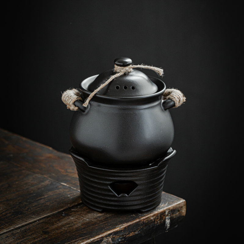 Japanese-style Hemp Rope Small Casserole For One Person Small Hot Pot Alcohol Stove Base Household Retro Small Soup Pot Hotel Crock Pot