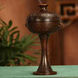 现货蟠螭纹豆铜香炉高端香薰炉复古风香炉檀香盘香熏香炉禅意摆件