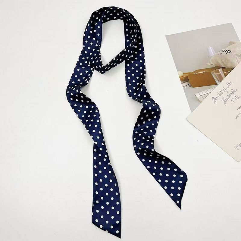 5＃波点藏青底丝巾4*140CM