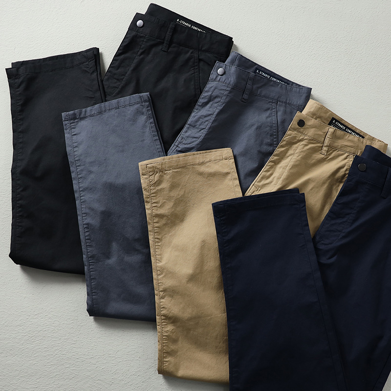 2025 Spring/Summer Thin Casual Pants for Men, Simple Versatile Straight-Leg Pants, Slightly Stretchy American Style Loose Tapered Long Pants