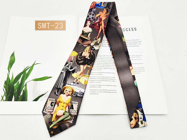 Fabricante spot impresión digital corbata de hombre estilo de Hong Kong moda retro casual animal divertido hecho a mano estilo 8cm