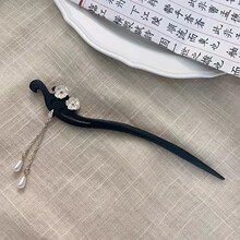 古风梅花凤钗黑檀木发簪流苏高级感盘发簪子复古汉服旗袍表演发饰