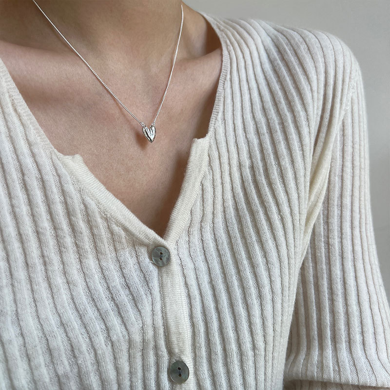 1 Piece Quantity Street Occasion 925 Sterling Silver Cable Chain Plating Heart Shape Necklace