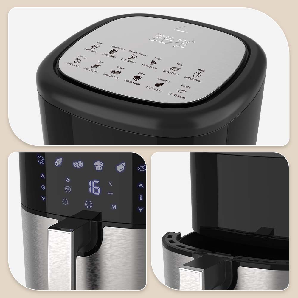 Winningstar estándar británico estándar europeo 6L pollo frito papas fritas huevo tarta barbacoa hogar multifunción pantalla táctil freidora de aire