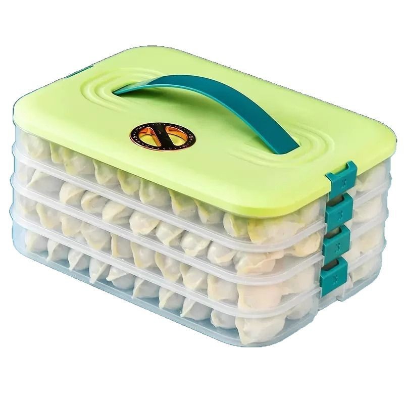 餃子箱家庭用食品級冷蔵庫冷凍専用密封保存饅頭急凍多層食品収納箱|undefined