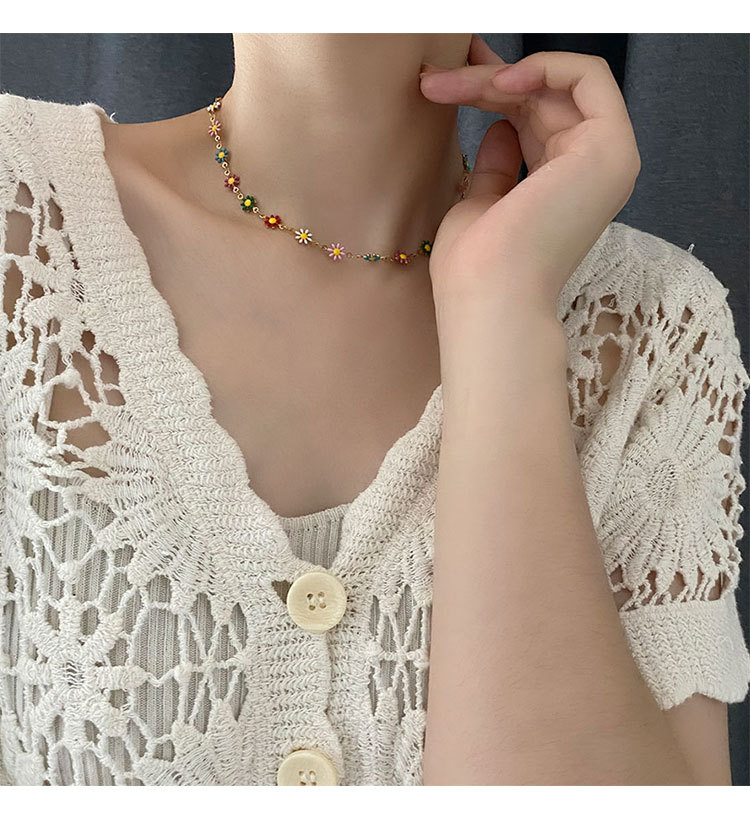 8g Weight PVD Coated Gold Plating Process 18K Real Gold Plated Plating Material Bracelets, Necklace Classification 1 Piece Quantity Sweet Flower Copper Plating Bracelets Necklace