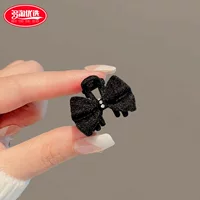 Красный элегантный черный металлический флокирующий лук маленький размер челка на лбу зажим боковой зажим в виде акулы шпилька