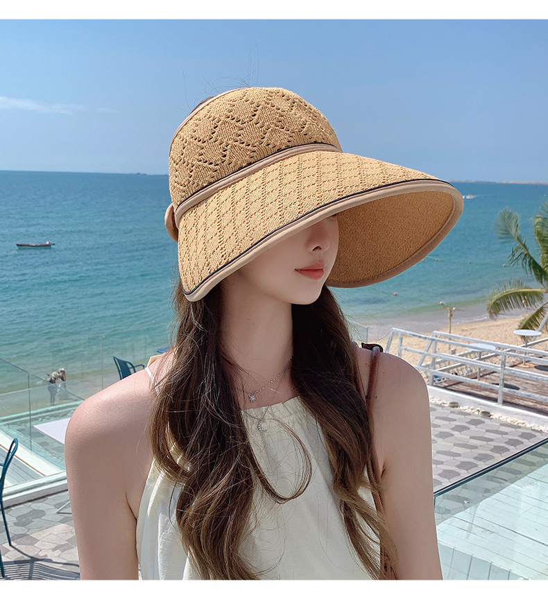 Knitted Open Top Visor Hat For Women Breathable Sun Protection_voghion.com