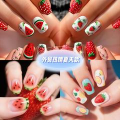 クロスボーダー春夏ホットセールコレクション、フレッシュでシンプルなネイルアート、甘い花柄、フレンチココナッツツリーウェアラブルネイル、卸売