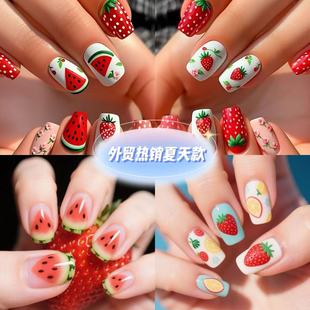 Cross-Border Spring and Summer Best-Selling Collection of Fresh and Simple Nail Art with Sweet Floral French Coconut Tree Press-On Nails Wholesale