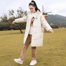 2601中学生羽绒服少女高初中生白鸭绒长款冬装加绒外套青少年学院