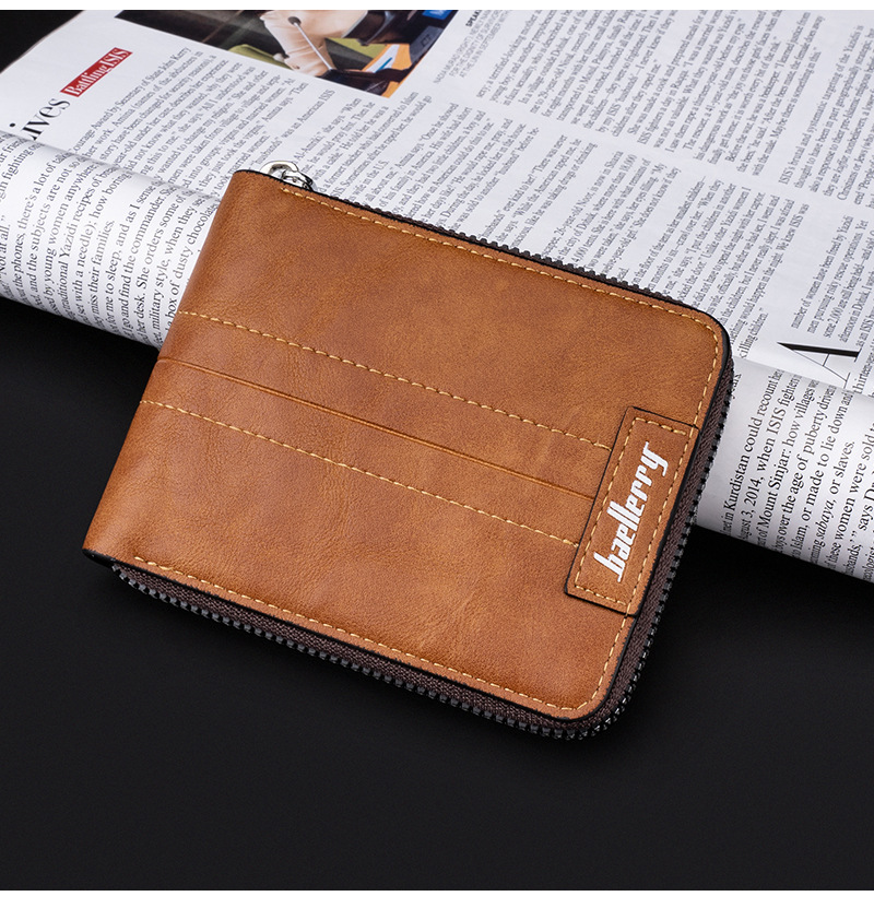 Simple Style Style Men's Solid Color Pu Leather Zipper Small Wallets