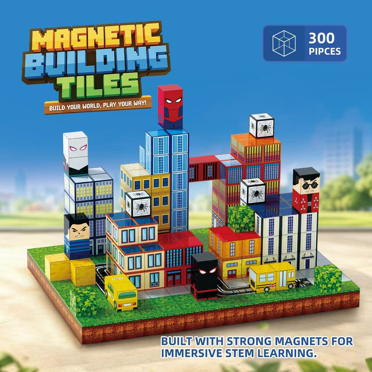 Bloques Magnéticos de Construcción de Castillo My Mini World de Amazon, Azulejos Magnéticos, Juguete de Bloques de Construcción Magnéticos DIY para Niños
