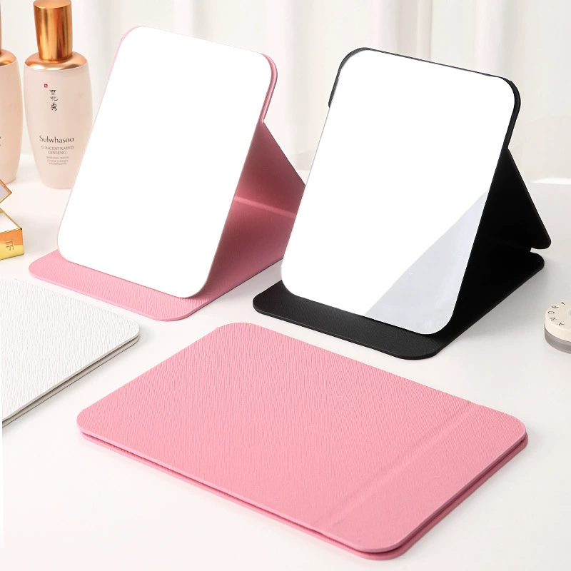 Зеркало из искусственной кожи, складное студентка, может стоять домашнее настольное портативное зеркало для классной комнаты, настольное косметическое зеркало высокой четкости для общежития