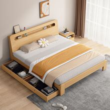 实木床简约1.8×2米家用双人床主卧1.2m出租屋单人木床架批发一件