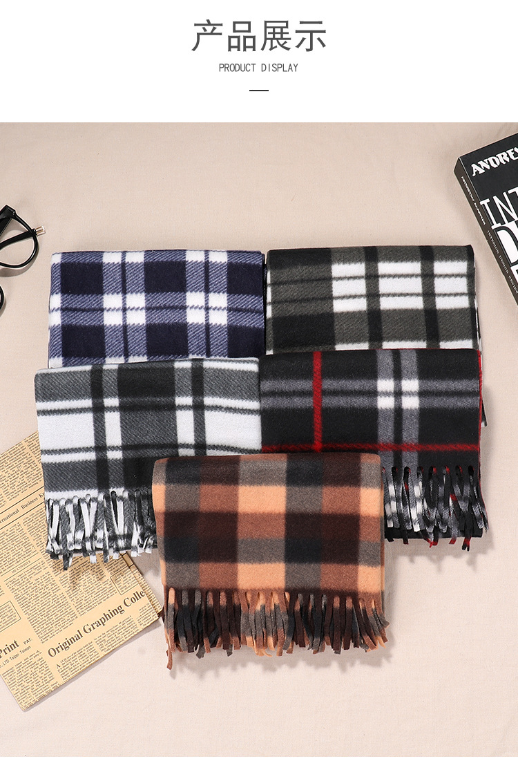 Women's Fashion Plaid Double-sided Velvet Tassel Winter Scarves display picture 19