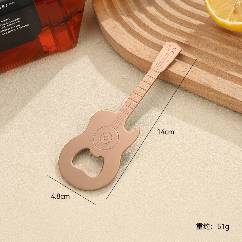不锈钢啤酒开瓶器创意冰箱磁吸吉他啤酒开家用加厚金属启瓶器批发|undefined
