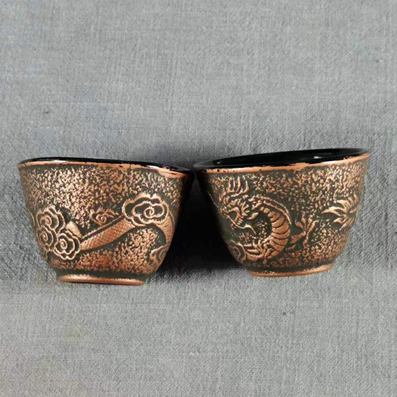 Multi-Capacidad de hierro fundido taza Comercio exterior Exportación hierro taza hierro olla taza esmalte hierro montaña juego de té taza Kung Fu taza