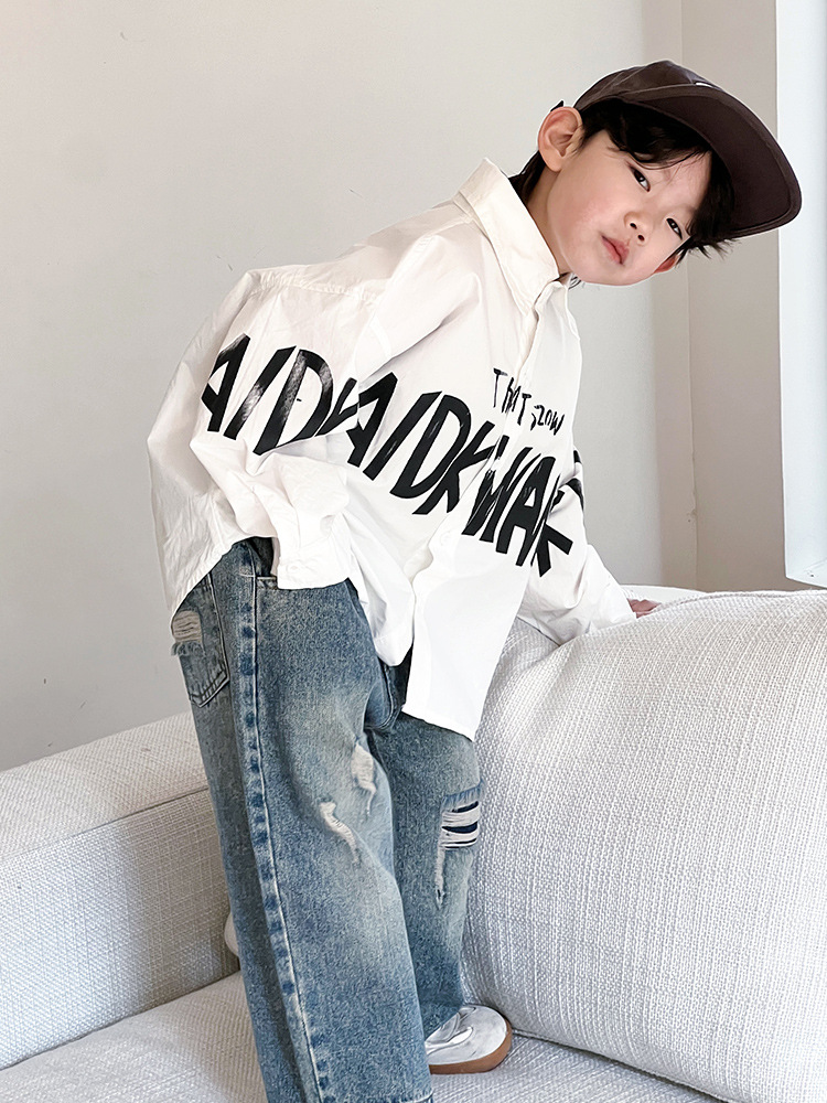 Camisas de otoño para niños, camisas infantiles, ropa infantil de otoño 2024 nuevo estilo, camisetas a rayas de estilo coreano para niños pequeños
