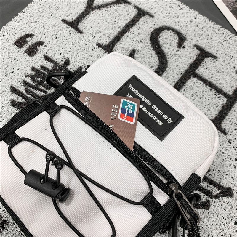 67g Weight Zipper Closure Type Single Shoulder Strap Strap Type Crossbody Bag Bags Type Nylon Material Letter Pattern Streetwear Style Square Shape Khaki, Light Grey, White, Black Color Small Size Small Nylon Letter Streetwear Square Zipper Crossbody Bag 91