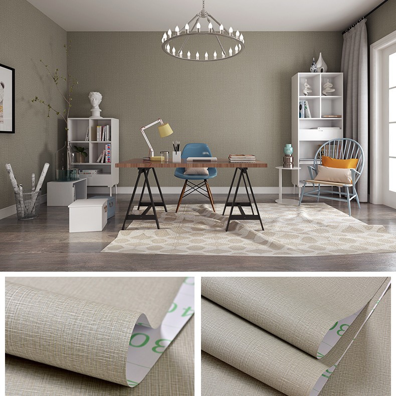 Gray (linen) self -sticking wallpaper