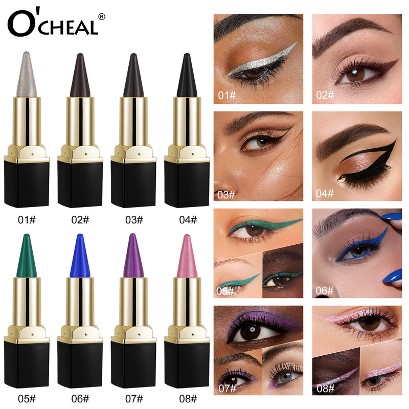 Ouqianya Cross-Border European and American Silky Smooth Gel Eyeliner Pen, Waterproof, Sweat-Resistant, Long-Lasting, Multi-Color Stage Makeup Stick