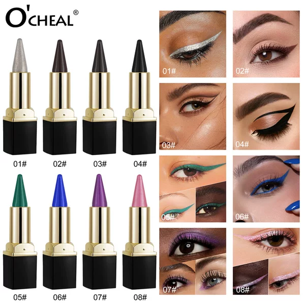 Ouqianya Cross-Border European and American Silky Smooth Gel Eyeliner Pen, Waterproof, Sweat-Resistant, Long-Lasting, Multi-Color Stage Makeup Stick
