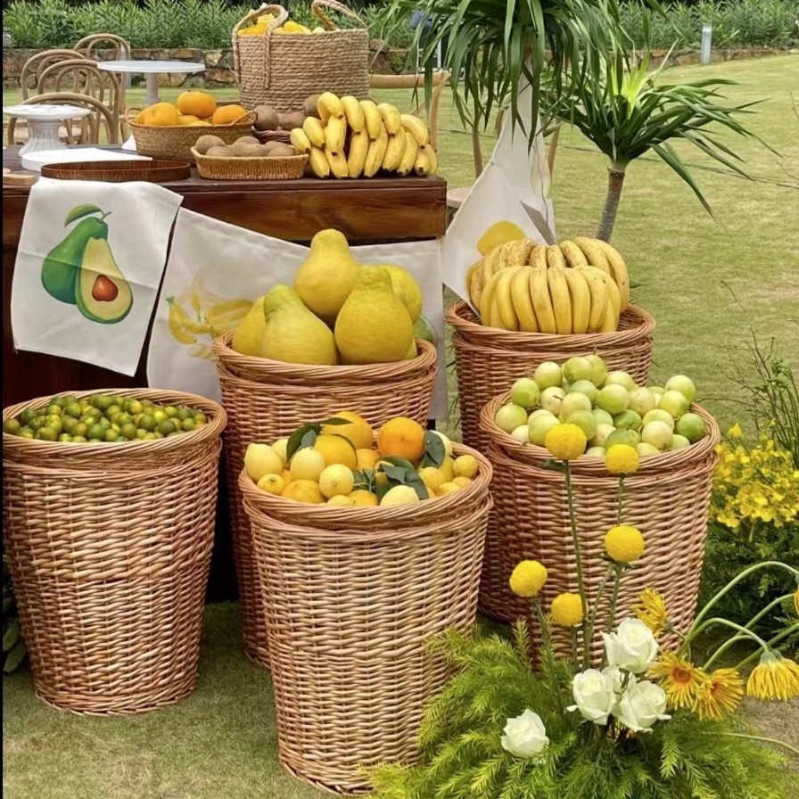Cestas de frutas de sauce, caña y bambú, supermercado, cestas colgantes de frutas y verduras, bambú trenzado, cestas de almacenamiento de caña, estantes al por mayor