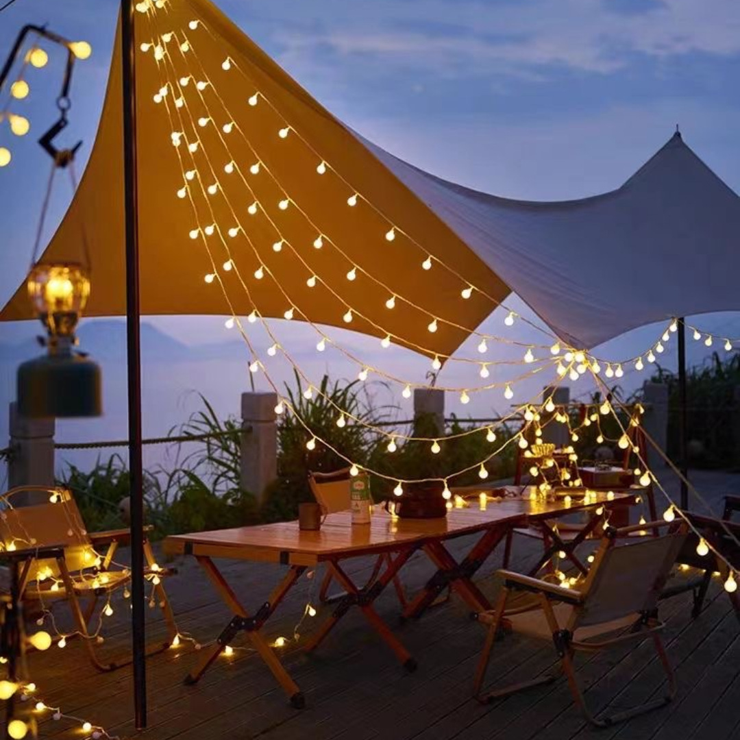 Remote Control Solar Infrared Dual Color Small Round Ball Magic Ball Colorful Flash Lights Outdoor Camping Tent Atmosphere Light String