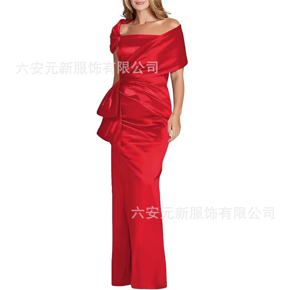 Comercio exterior de Europa y los Estados Unidos Amazon AliExpress nuevo vestido de baile de satén de cola de pez azul tibetano vestido de boda de madres