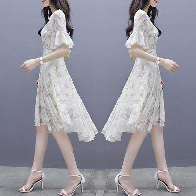 dress Women's Summer 2023 New Hong Kong Style Elegant Slim-fit Chiffon Printed Mid-length Skirt Cold Style Gentle Dress Fairy dress Women's Summer 2023 New Hong Kong Style Elegant Slim-fit Chiffon Printed Mid-length Skirt Cold Style Gentle Dress Fairy