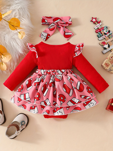 Baby Girls 2pcs Christmas Outfits Long Sleeve/Gingerbr