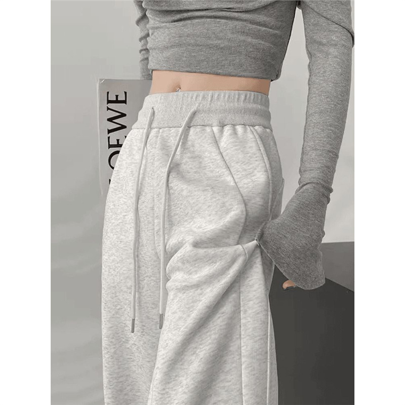 High-Waisted Casual New Banana Sweatpants for Women, Slim Straight Gray Version, Wide-Leg Pants for Spring and Autumn 2025