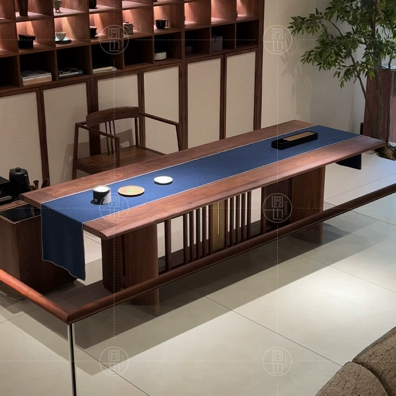 Ретро-китайский стиль, чайный столик из черного ореха в Северной Америке, клубный домашний чайный столик, приемный стол, офисный чайный столик из цельного дерева