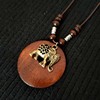 Wooden metal retro sweater, long pendant, necklace, suitable for import, cotton and linen