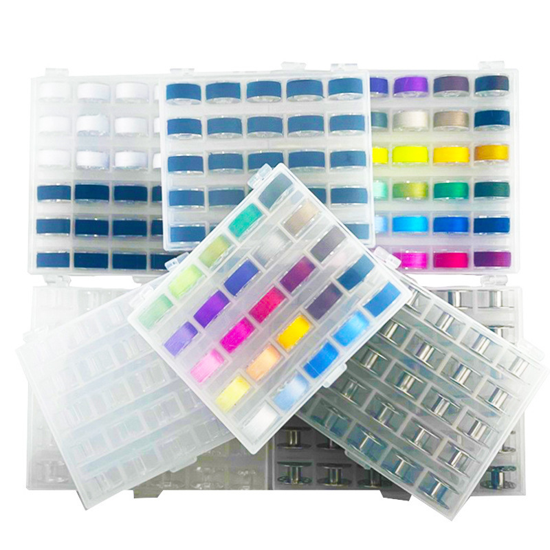 Metal Bobbin Multi-Specification Bobbin Box Set Colorful Transparent Bobbin with Thread Bobbin Wholesale Sewing Machine