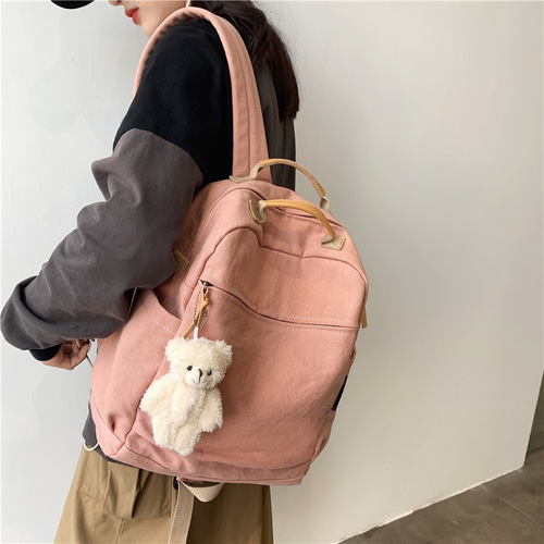 Japanese-style Instagram backpack for women, large capacity casual canvas double shoulder bag, forest-style retro backpack for primary and high school students and college students